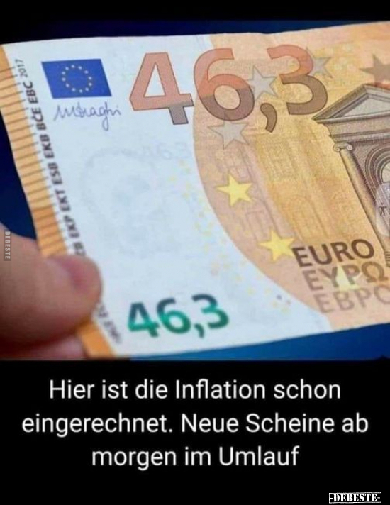 Hier ist die Inflation schon eingerechnet. Neue Scheine ab.. - Lustige Bilder | DEBESTE.de