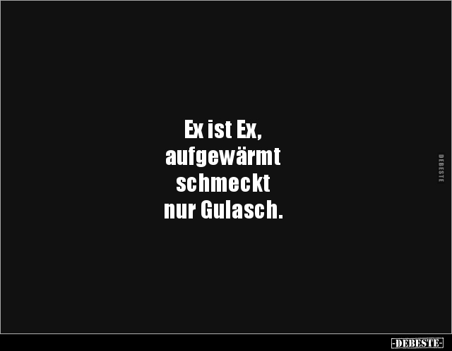 Ex ist Ex, aufgewärmt schmeckt nur Gulasch... - Lustige Bilder | DEBESTE.de