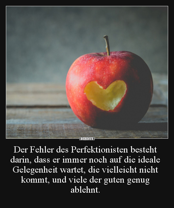 Der Fehler des Perfektionisten besteht darin, dass er.. - Lustige Bilder | DEBESTE.de