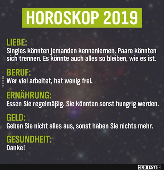 Horoskop 2019. - Lustige Bilder | DEBESTE.de
