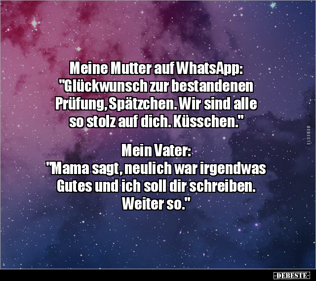 Meine Mutter auf WhatsApp: "Glückwunsch zur bestandenen.." - Lustige Bilder | DEBESTE.de