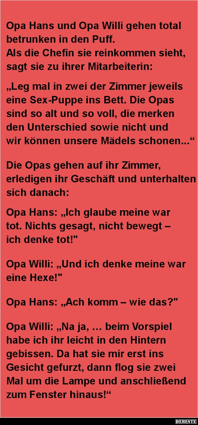 Opa Hans und Opa Willi gehen total betrunken in den Puff.. - Lustige Bilder | DEBESTE.de