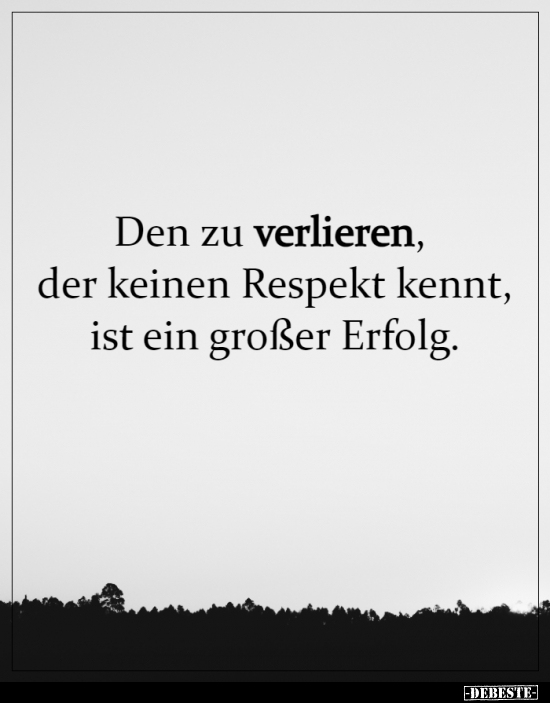 Den zu verlieren, der keinen Respekt kennt, ist ein großer.. - Lustige Bilder | DEBESTE.de