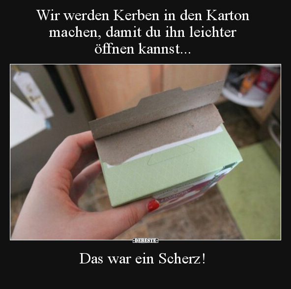 Wir werden Kerben in den Karton machen, damit du ihn.. - Lustige Bilder | DEBESTE.de