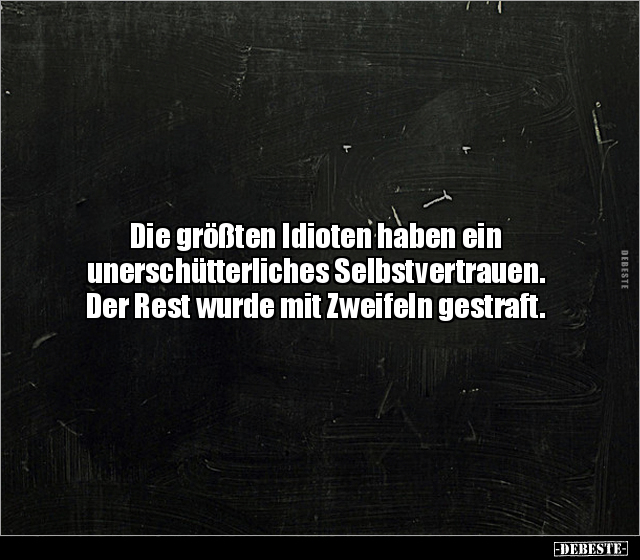 Die größten Idioten haben ein unerschütterliches.. - Lustige Bilder | DEBESTE.de