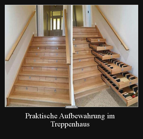 Praktische Aufbewahrung im Treppenhaus.. - Lustige Bilder | DEBESTE.de