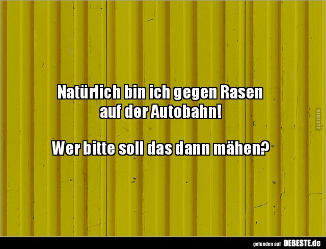 Natürlich bin ich gegen Rasen auf der Autobahn!.. - Lustige Bilder | DEBESTE.de