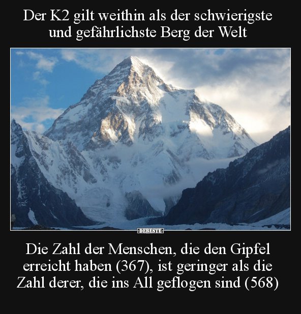 Der K2 gilt weithin als der schwierigste und gefährlichste.. - Lustige Bilder | DEBESTE.de