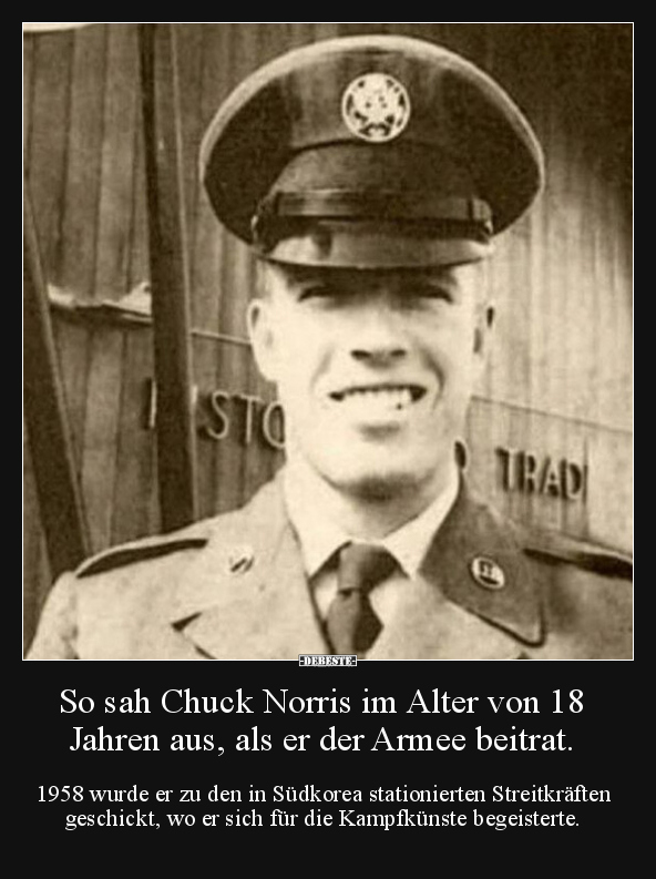So sah Chuck Norris im Alter von 18 Jahren aus, als er der.. - Lustige Bilder | DEBESTE.de