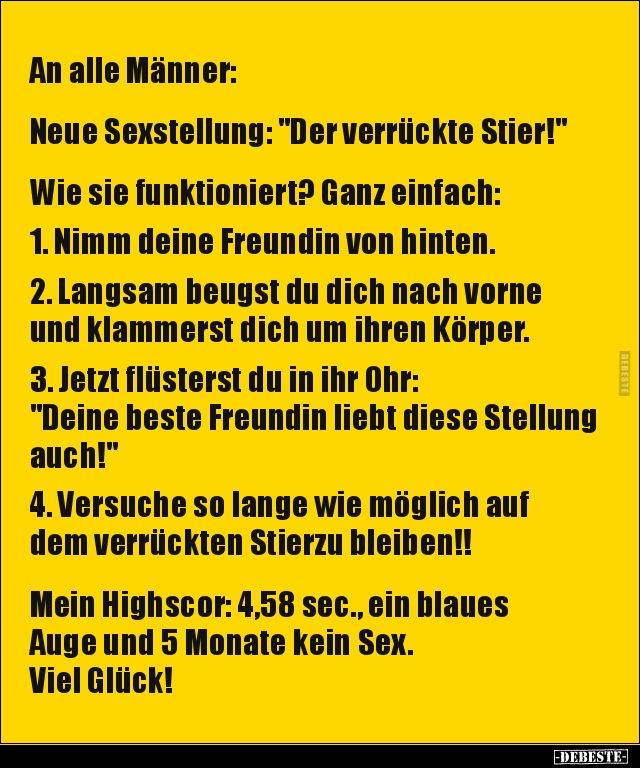 An alle Männer:  Neue Sexstellung: "Der verrückte.." - Lustige Bilder | DEBESTE.de