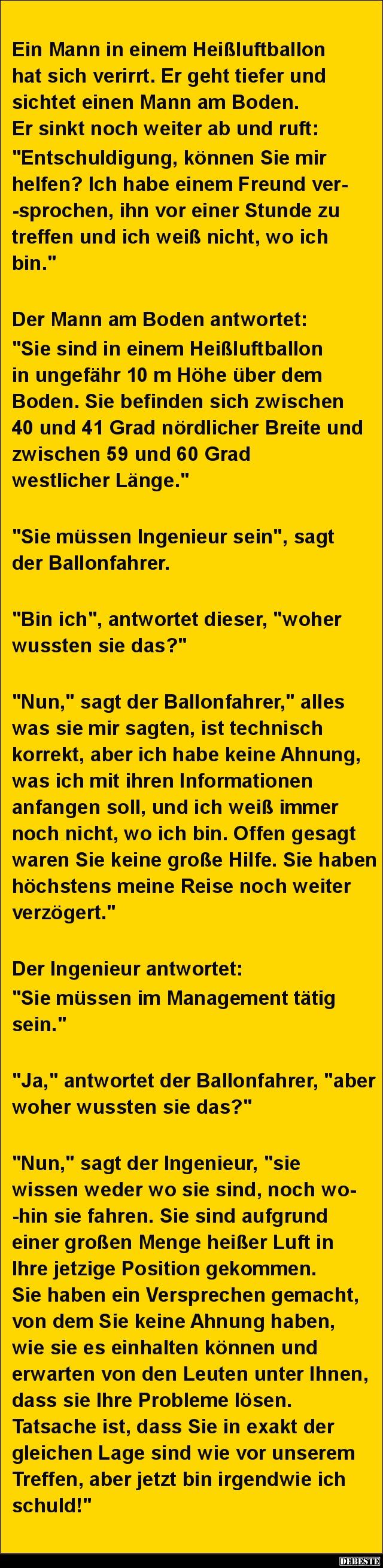 Ein Mann in einem Heißluftballon hat sich verirrt.. - Lustige Bilder | DEBESTE.de