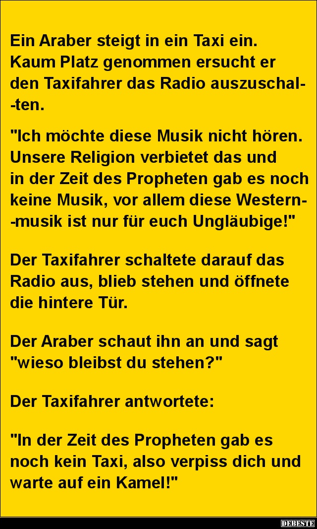 Ein Araber steigt in ein Taxi ein.. - Lustige Bilder | DEBESTE.de