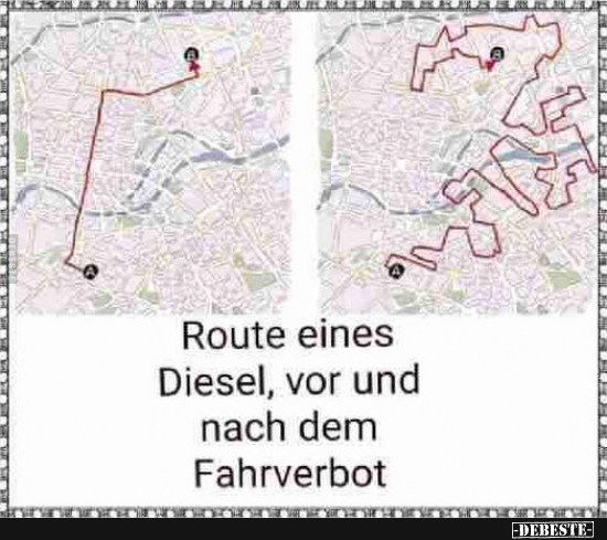 Route eines Diese, vor und nach dem Fahrverbot.. - Lustige Bilder | DEBESTE.de