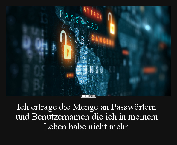 Ich ertrage die Menge an Passwörtern und Benutzernamen.. - Lustige Bilder | DEBESTE.de