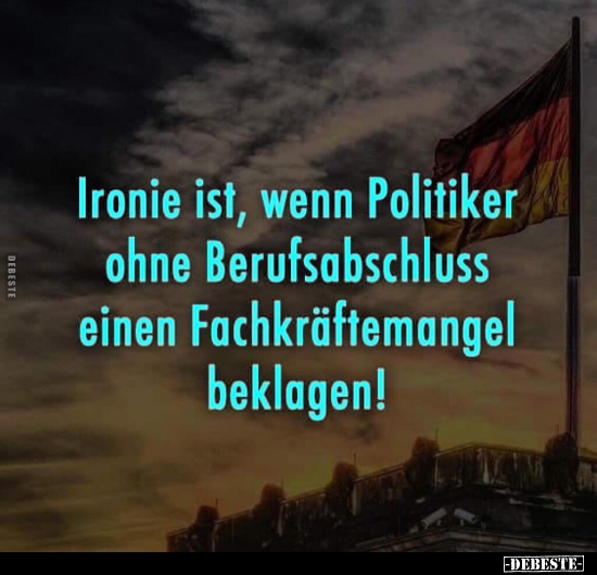 Ironie ist, wenn Politiker ohne Berufsabschluss einen.. - Lustige Bilder | DEBESTE.de
