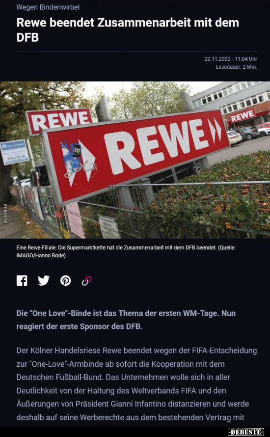 Wegen Bindenwirbel Rewe beendet Zusammenarbeit mit dem.. - Lustige Bilder | DEBESTE.de