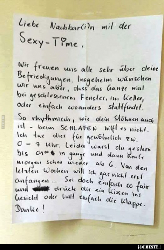 Liebe Nachbar (in mit der S*exy-Time... - Lustige Bilder | DEBESTE.de