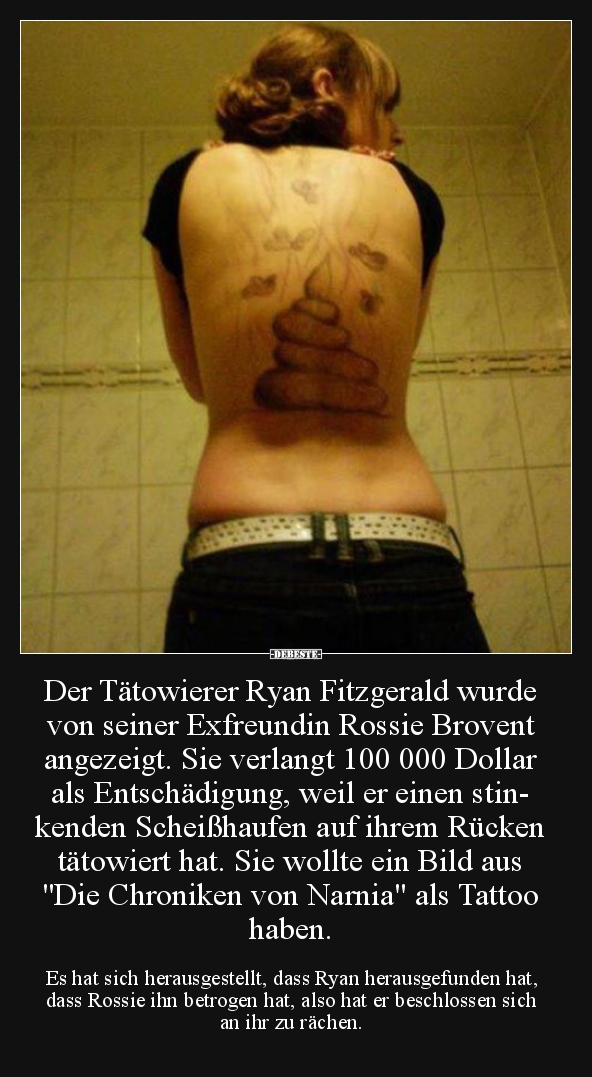 Der Tätowierer Ryan Fitzgerald wurde von seiner Exfreundin.. - Lustige Bilder | DEBESTE.de