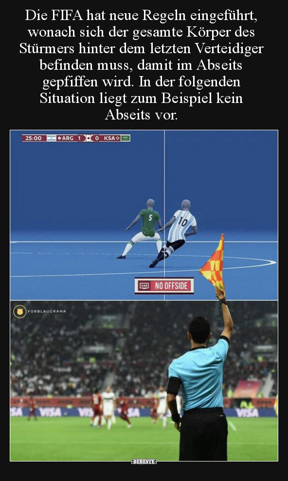 Die FIFA hat neue Regeln eingeführt, wonach sich der.. - Lustige Bilder | DEBESTE.de