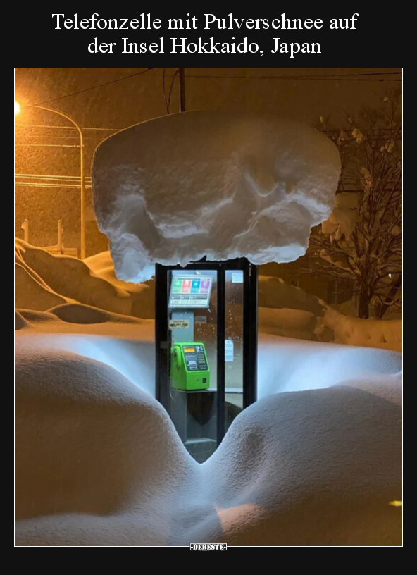 Telefonzelle mit Pulverschnee auf der Insel Hokkaido.. - Lustige Bilder | DEBESTE.de