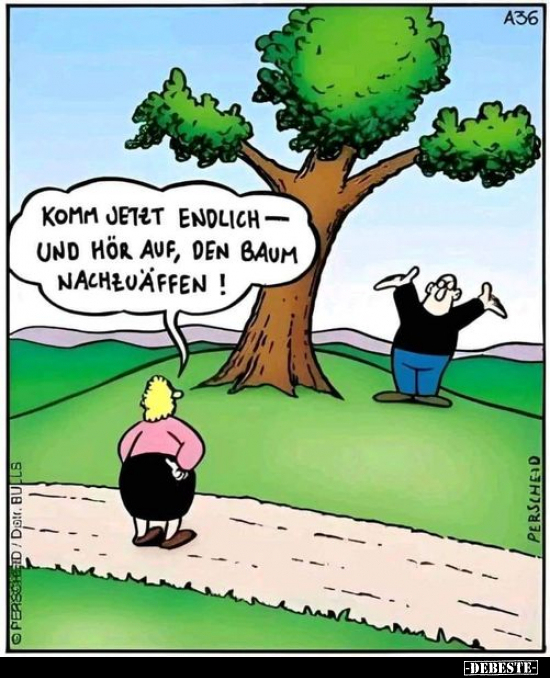 Komm jetzt endlich - und hör auf, den Baum nachzuäffen!.. - Lustige Bilder | DEBESTE.de