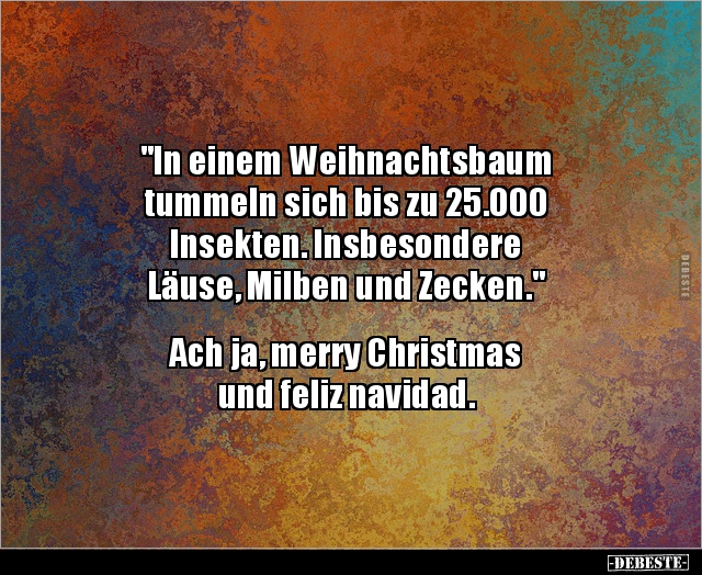 "In einem Weihnachtsbaum tummeln sich bis zu 25.000.." - Lustige Bilder | DEBESTE.de