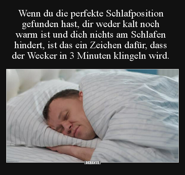 Wenn du die perfekte Schlafposition gefunden hast, dir.. - Lustige Bilder | DEBESTE.de