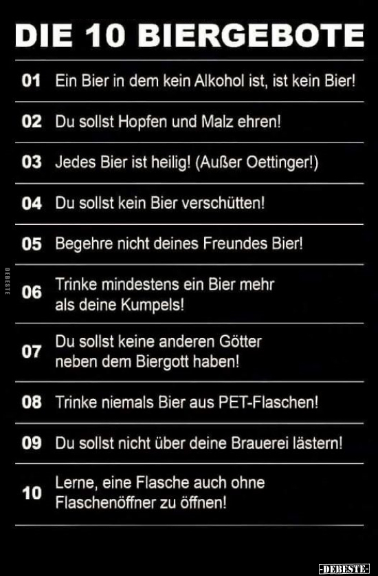 DIE 10 BIERGEBOTE.. - Lustige Bilder | DEBESTE.de