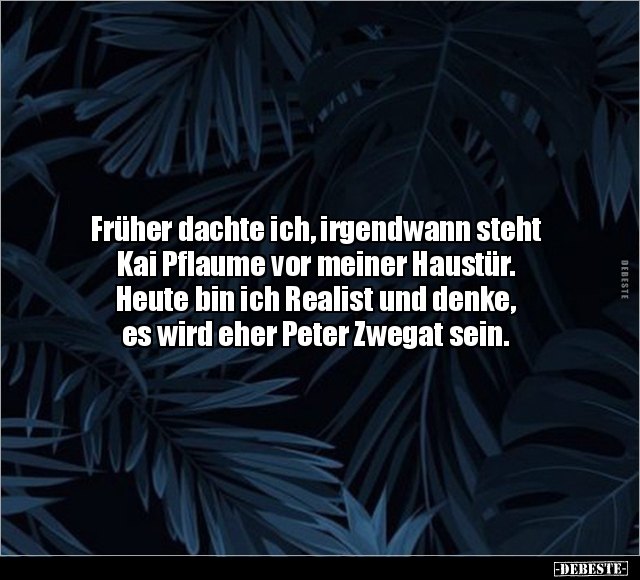 Früher dachte ich, irgendwann steht Kai Pflaume vor meiner.. - Lustige Bilder | DEBESTE.de