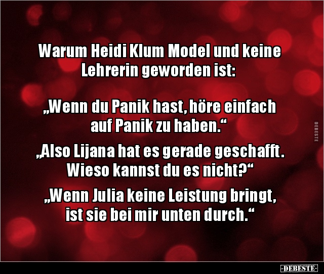 Warum Heidi Klum Model und keine Lehrerin geworden.. - Lustige Bilder | DEBESTE.de