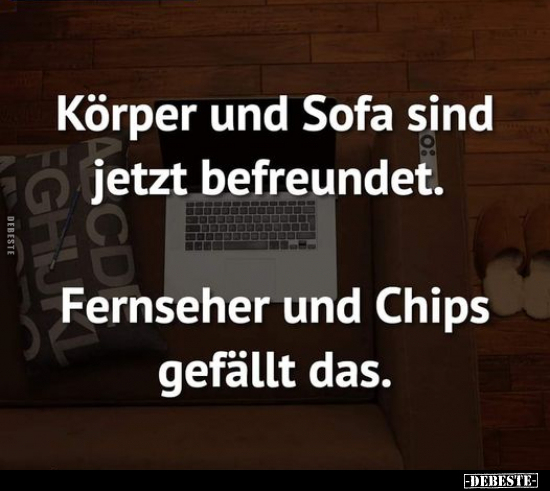 Körper und Sofa sind jetzt befreundet. Fernseher und Chips.. - Lustige Bilder | DEBESTE.de
