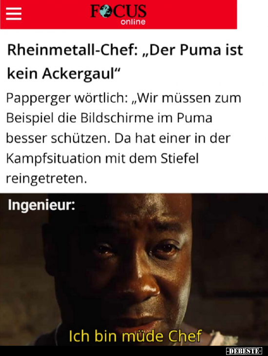 Rheinmetall-Chef: "Der Puma ist kein Ackergaul".. - Lustige Bilder | DEBESTE.de