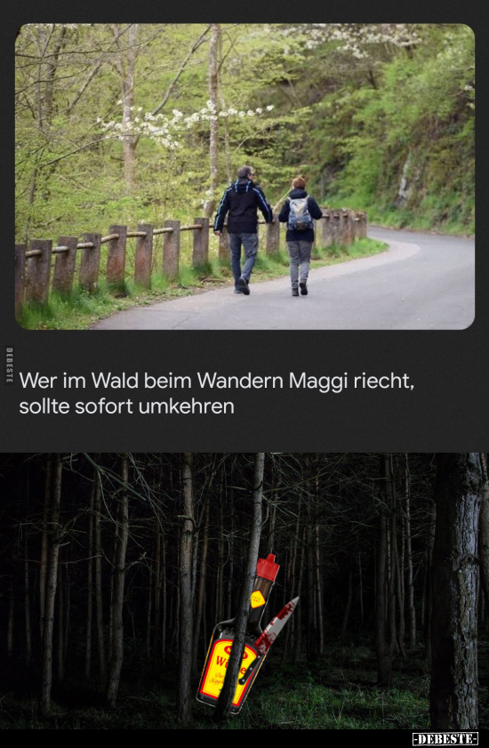 Wer im Wald beim Wandern Maggi riecht.. - Lustige Bilder | DEBESTE.de