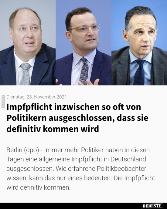 Impfpflicht inzwischen so oft von Politikern.. - Lustige Bilder | DEBESTE.de