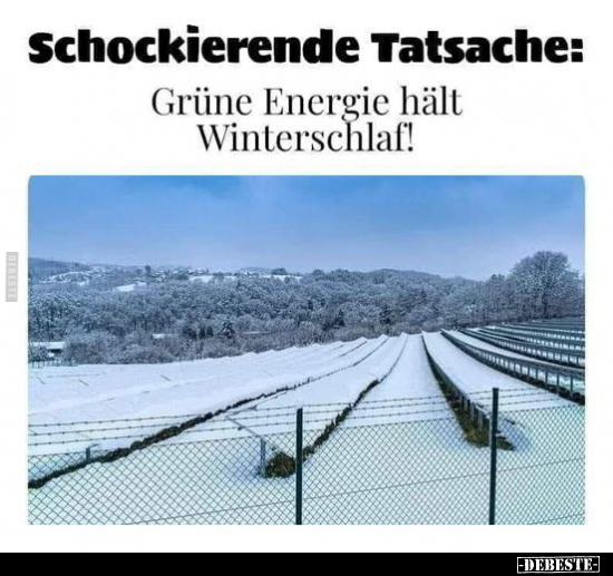 Schockierende Tatsache: Grüne Energie hält Winterschlaf.. - Lustige Bilder | DEBESTE.de