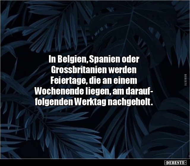 In Belgien, Spanien oder Grossbritanien werden Feiertage.. - Lustige Bilder | DEBESTE.de