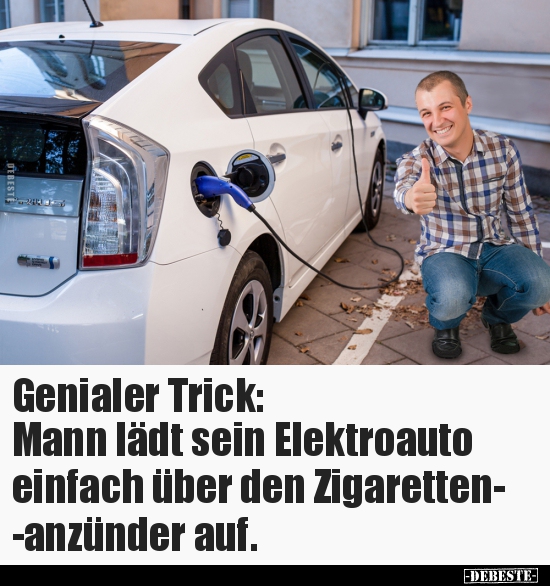 Genialer Trick: Mann lädt sein Elektroauto einfach über.. - Lustige Bilder | DEBESTE.de