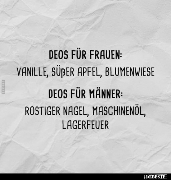 Deos für Frauen: Vanille, süßer Apfel, Blumenwiese... - Lustige Bilder | DEBESTE.de