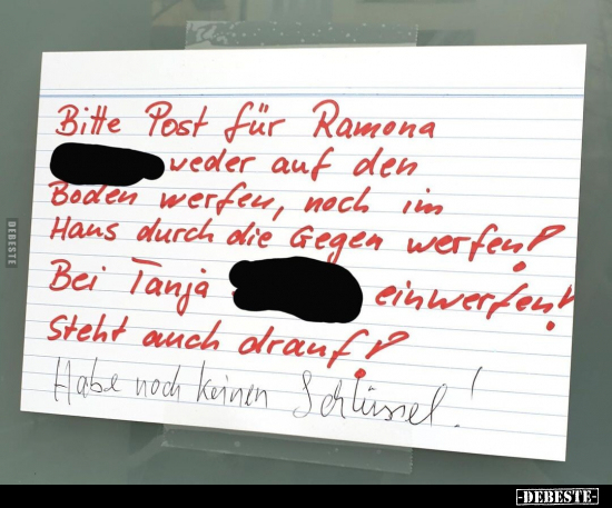 Bitte Post für Ramona weder auf den Boden werfen.. - Lustige Bilder | DEBESTE.de
