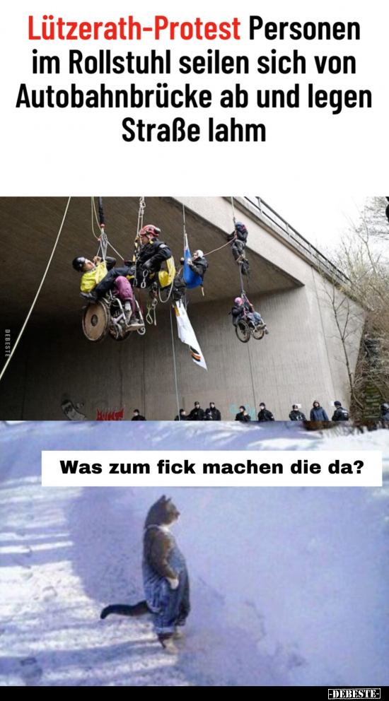 Lützerath-Protest Personen im Rollstuhl seilen sich von.. - Lustige Bilder | DEBESTE.de