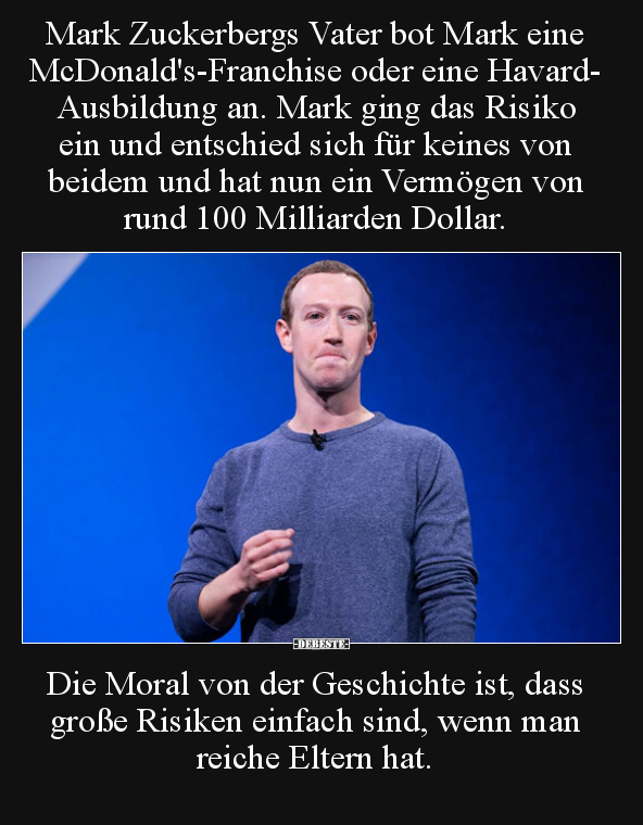 Mark Zuckerbergs Vater bot Mark eine McDonald's-Franchise.. - Lustige Bilder | DEBESTE.de