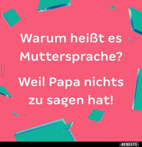Warum heißt es Muttersprache? Weil Papa nichts zu sagen.. - Lustige Bilder | DEBESTE.de