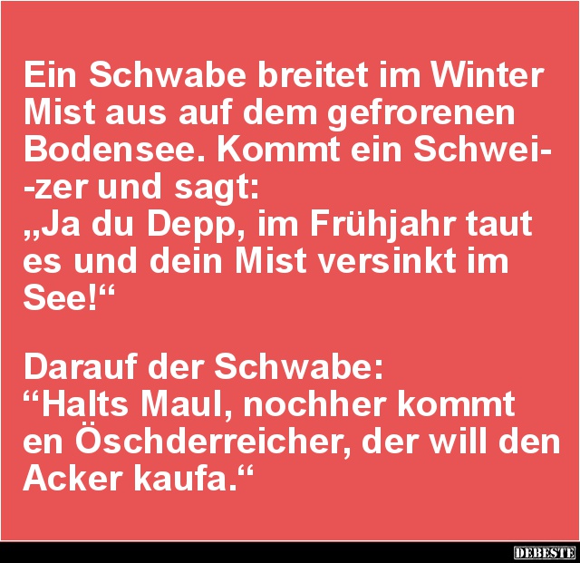 Ein Schwabe breitet im Winter Mist aus auf dem gefrorenen.. - Lustige Bilder | DEBESTE.de