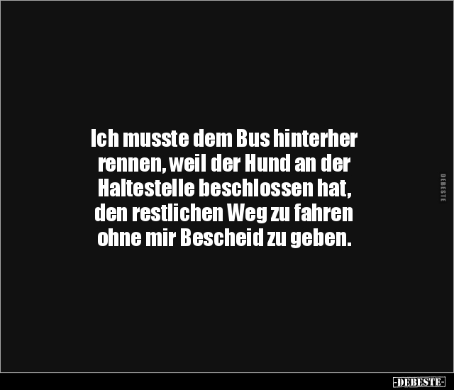 Ich musste dem Bus hinterher rennen, weil der Hund an der.. - Lustige Bilder | DEBESTE.de