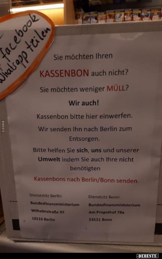 Sie möchten Ihren Kassenbon auch nicht? - Lustige Bilder | DEBESTE.de
