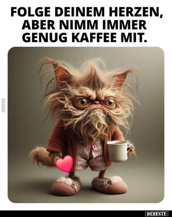 Folge deinem Herzen, aber nimm immer genug Kaffee mit.. - Lustige Bilder | DEBESTE.de