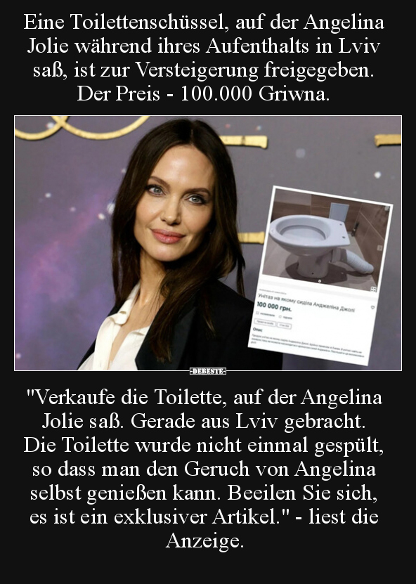 Eine Toilettenschüssel, auf der Angelina Jolie während.. - Lustige Bilder | DEBESTE.de