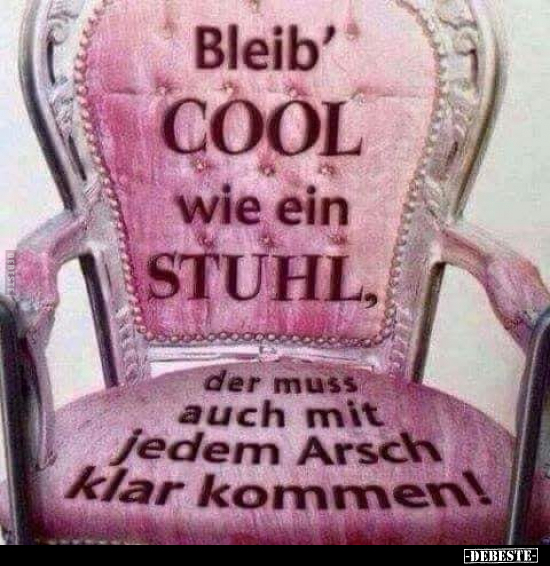 Bleib' COOL wie ein STUHL, der muss auch mit jedem Arsch.. - Lustige Bilder | DEBESTE.de