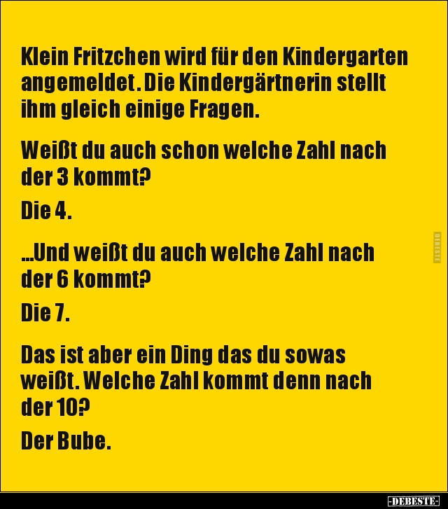 Klein Fritzchen wird für den Kindergarten angemeldet... - Lustige Bilder | DEBESTE.de