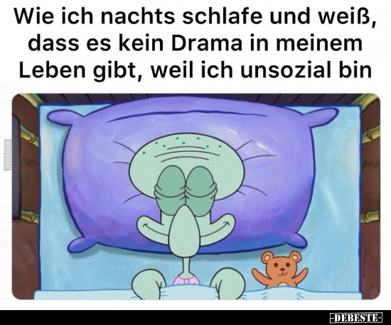 Wie ich nachts schlafe und weiß, dass es kein Drama in.. - Lustige Bilder | DEBESTE.de